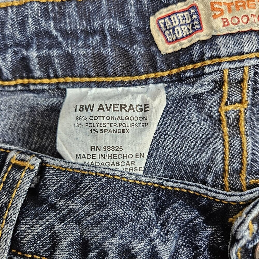 Faded Glory High Rise Stretch‎ Bootcut Jeans Womens 18W Blue Med Wash Denim - Picture 4 of 12